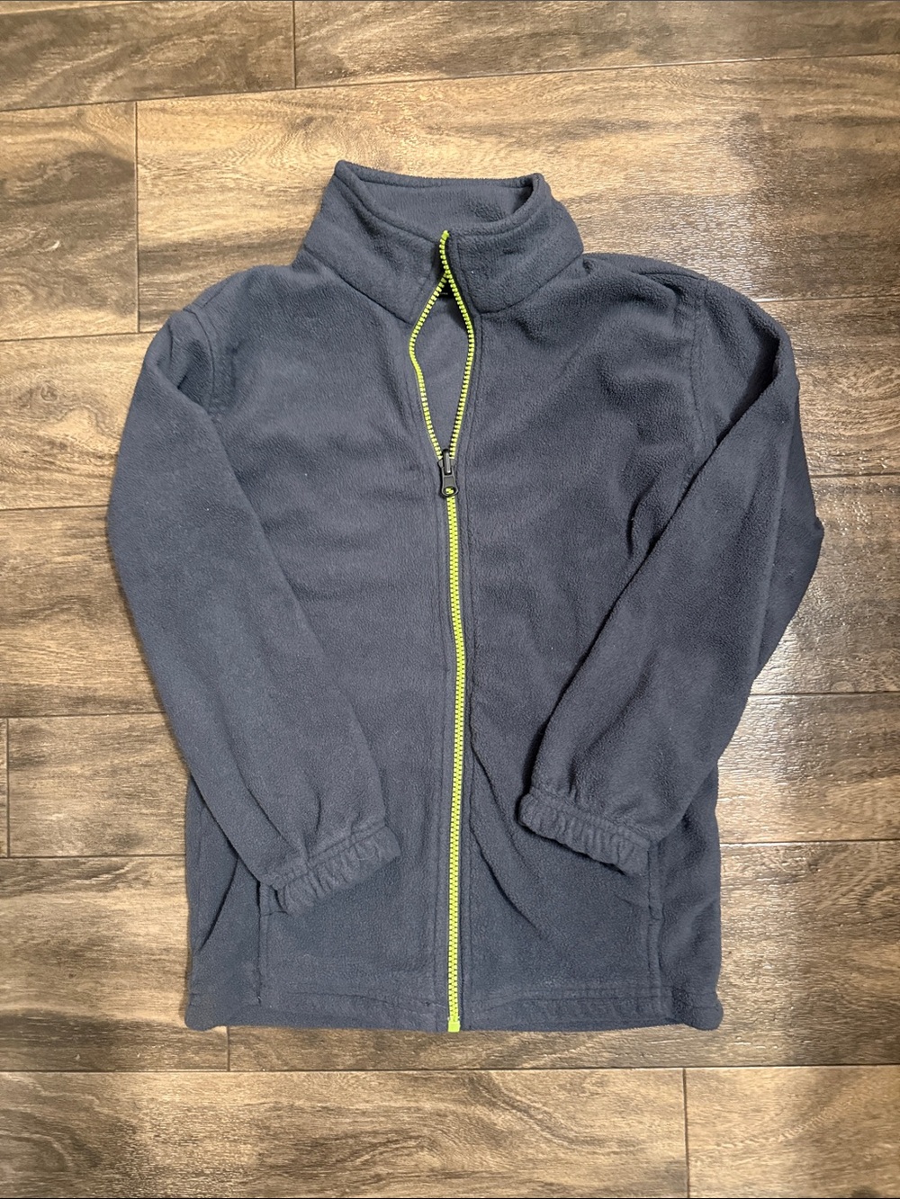 Kids Navy Fleece Jacket with Lime Green Zip